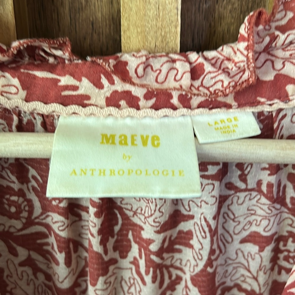 Anthropologie Red Paisley Tiered Midi Dress - Picture 4 of 11